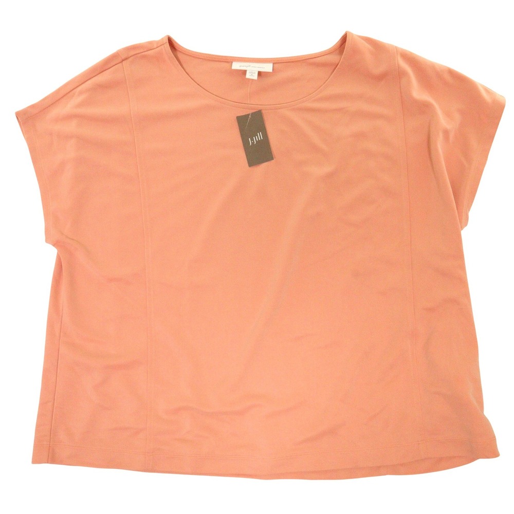 J. Jill Pure Jill Top Sand-Washed‎ Knit Short Sleeve Apricot Women XLP NWT